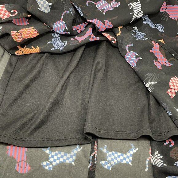 Disney Dsigned Skirt Sheer Cat Dog Lagenlook Girl Junior Size L W24 Elastic Midi - Picture 6 of 12